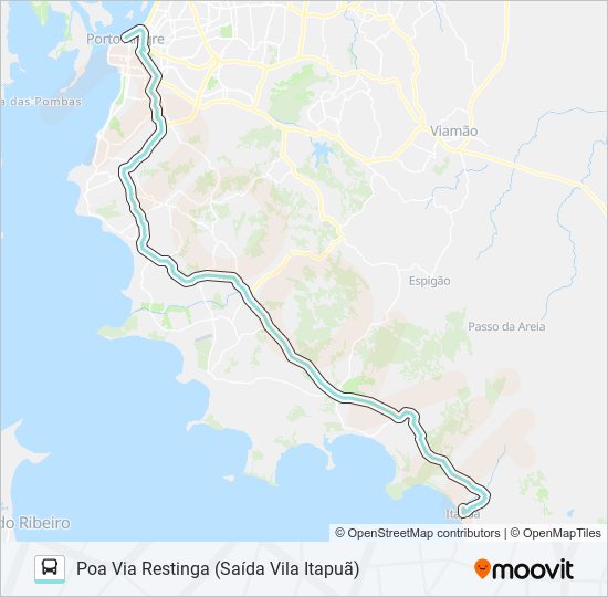 Mapa de S100D ITAPUÃ VIA RESTINGA de autobús