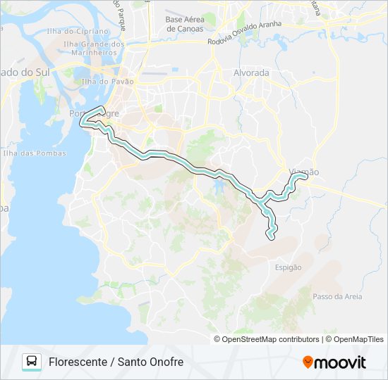 Mapa da linha L391 FLORESCENTE VIA BENTO de ônibus