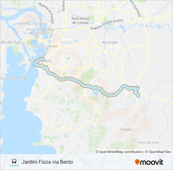 Mapa da linha L421C JARDIM FIÚZA VIA BENTO de ônibus