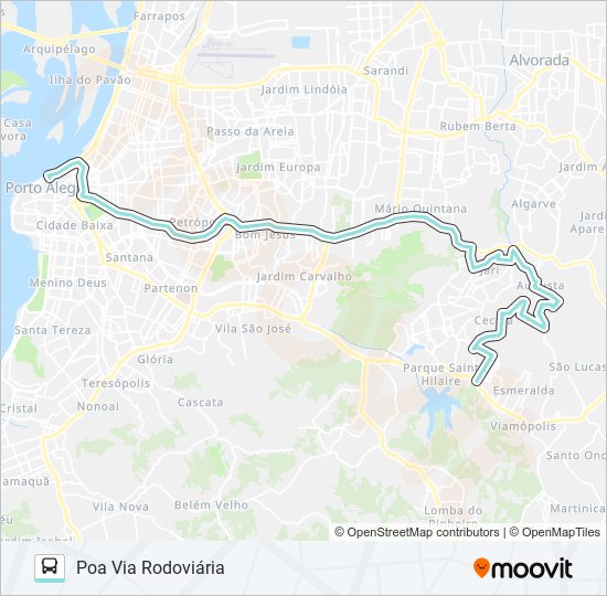 Mapa da linha L352 JÚLIA VIA PROTÁSIO ALVES de ônibus