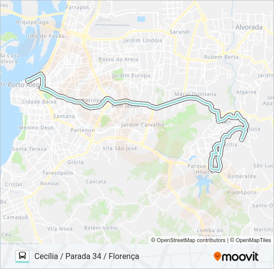 L354 CECÍLIA VIA PROTÁSIO ALVES Bus Line Map