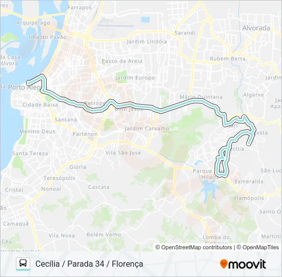 L354 CECÍLIA VIA PROTÁSIO ALVES Bus Line Map