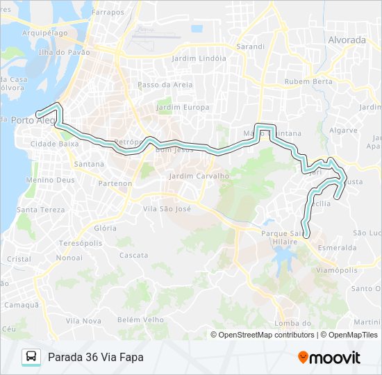 Mapa da linha L354 CECÍLIA VIA PROTÁSIO ALVES de ônibus