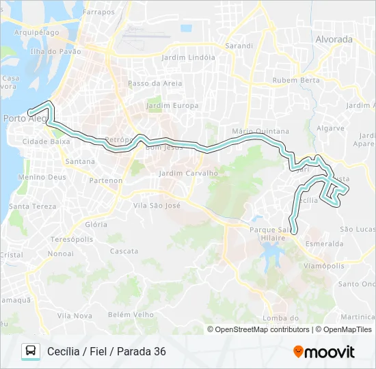 L354 CECÍLIA VIA PROTÁSIO ALVES Bus Line Map