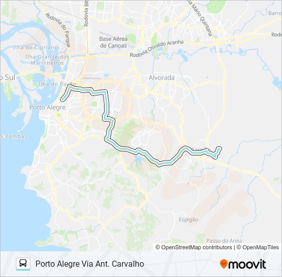 Mapa da linha L454 ESTALAGEM VIA ASSIS BRASIL de ônibus