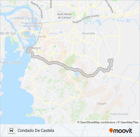 Mapa da linha SL34 VIAMÃO VIA BENTO - SELETIVO de ônibus