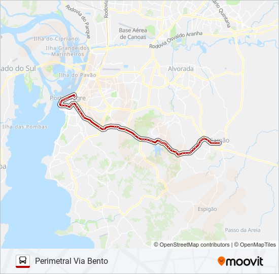 Mapa da linha L424 VIAMÃO VIA BENTO - EXECUTIVO de ônibus