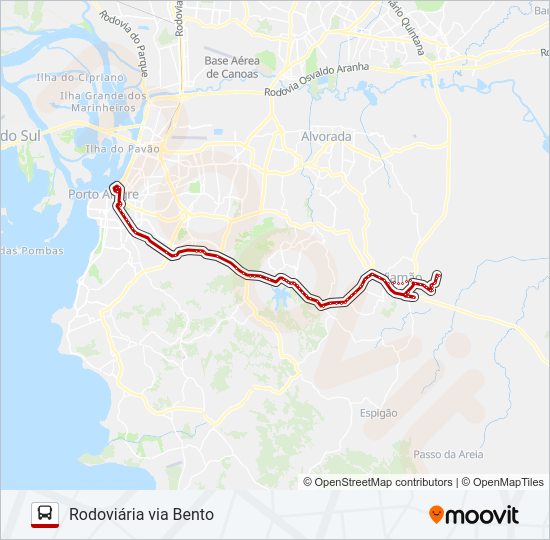 Mapa da linha L424 VIAMÃO VIA BENTO - EXECUTIVO de ônibus