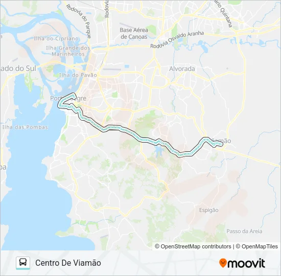 L421 VIAMÃO VIA BENTO / RODOVIÁRIA Bus Line Map