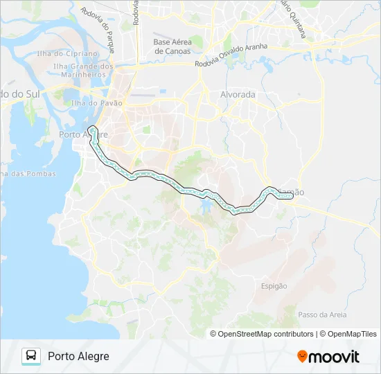 L421 VIAMÃO VIA BENTO / RODOVIÁRIA Bus Line Map