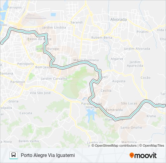 Mapa da linha L422 SANTA ISABEL VIA ASSIS BRASIL de ônibus