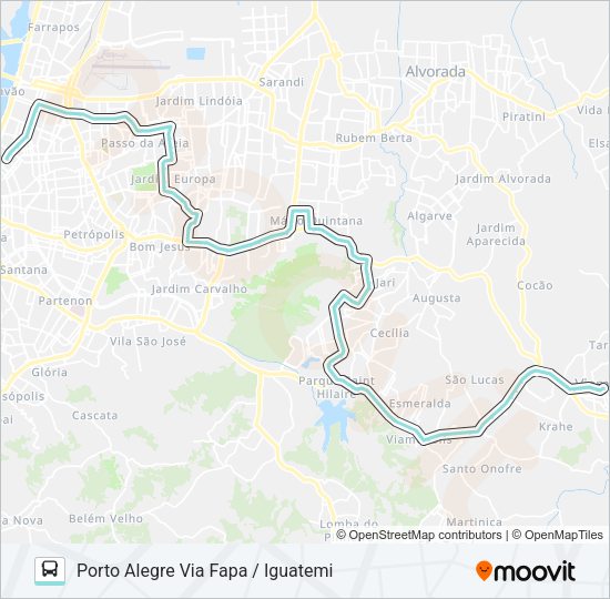 Mapa da linha L422 SANTA ISABEL VIA ASSIS BRASIL de ônibus
