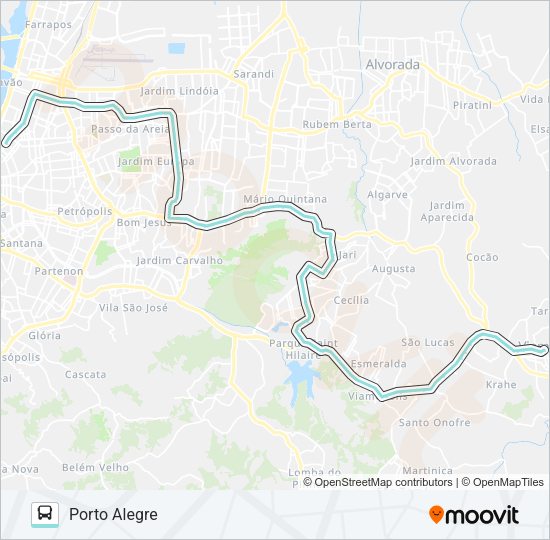 Mapa da linha L422 SANTA ISABEL VIA ASSIS BRASIL de ônibus