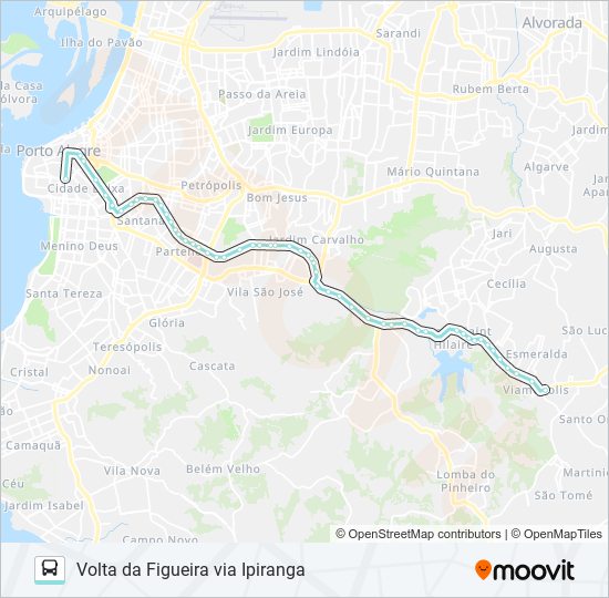 Mapa da linha L402 VOLTA DA FIGUEIRA VIA IPIRANGA de ônibus