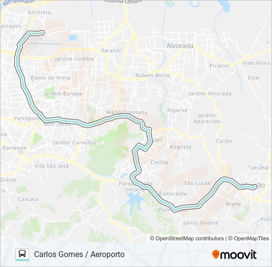 Mapa da linha L420B SANTA ISABEL VIA CARLOS GOMES de ônibus