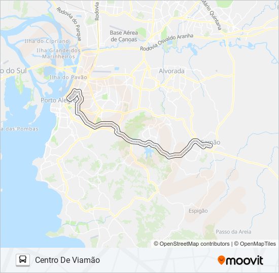Mapa da linha SL36 VIAMÃO VIA SILVA SÓ - SELETIVO de ônibus