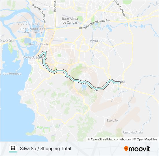 Mapa da linha L229A VIAMÃO VIA IPIRANGA / SILVA SÓ de ônibus
