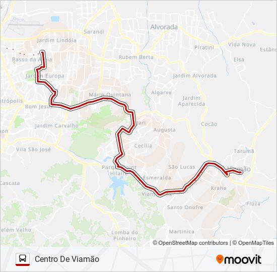 Mapa da linha L422D VIAMÃO VIA IGUATEMI - EXECUTIVO de ônibus