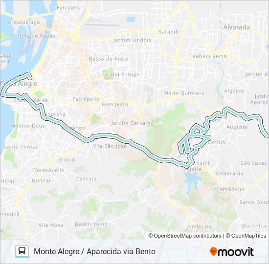 Mapa de L204 MONTE ALEGRE / APARECIDA VIA BENTO de autobús