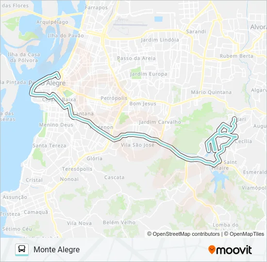 L204 MONTE ALEGRE / APARECIDA VIA BENTO Bus Line Map