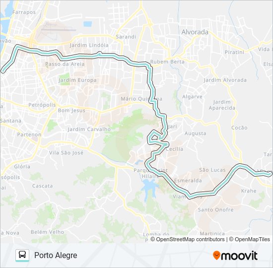 Mapa da linha L321 VIAMÃO VIA MONTE ALEGRE / BALTAZAR de ônibus