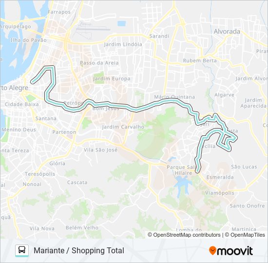 Mapa da linha L354D CECÍLIA VIA PROTÁSIO ALVES / SILVA SÓ de ônibus