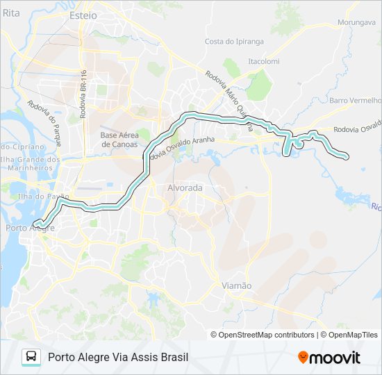 Mapa da linha W635 CAVALHADA de ônibus