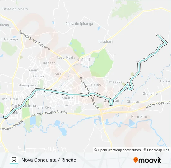 R661 GRAVATAÍ / PONTE Bus Line Map