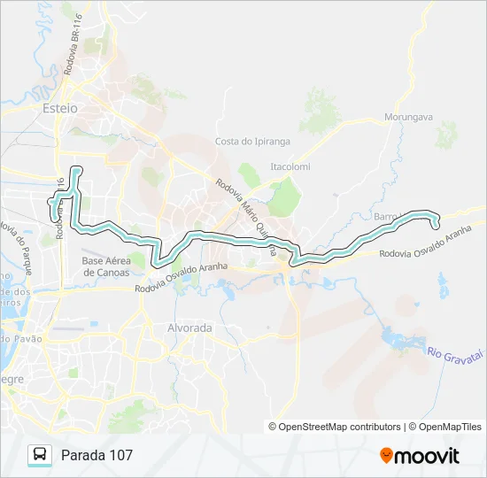 R654 GRAVATAÍ / CANOAS Bus Line Map