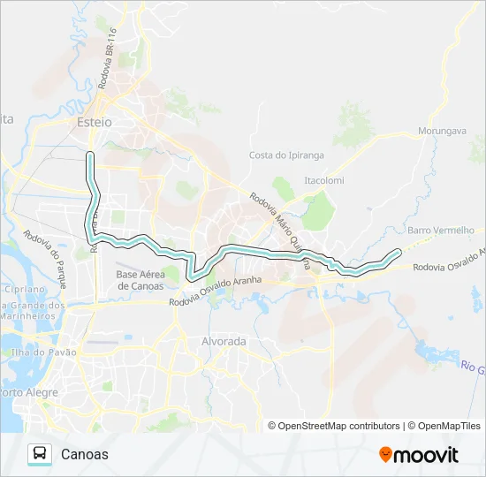 R654 GRAVATAÍ / CANOAS Bus Line Map