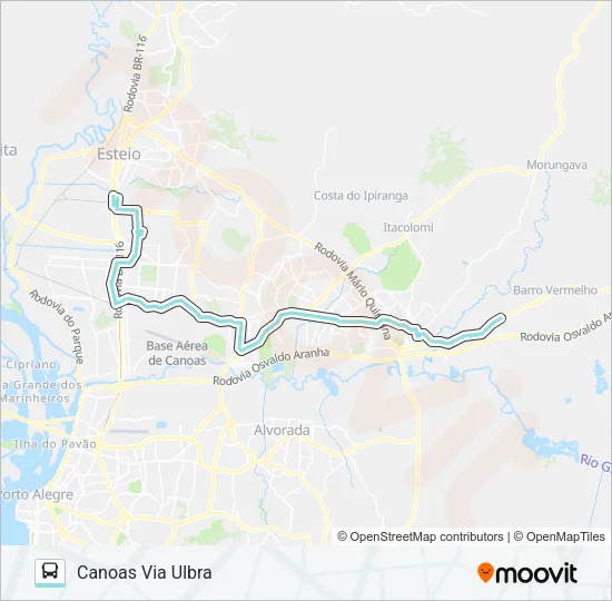 R654 GRAVATAÍ / CANOAS Bus Line Map
