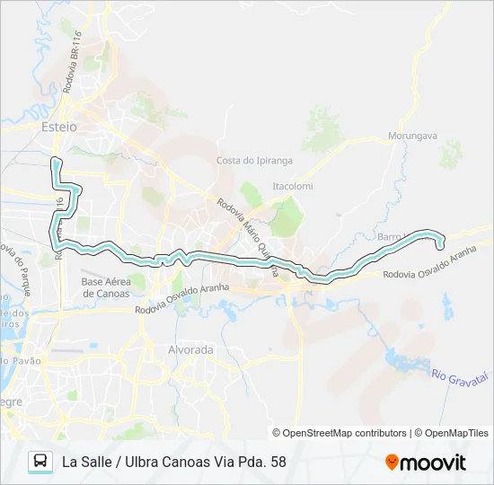 R654 GRAVATAÍ / CANOAS Bus Line Map