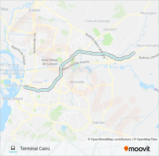 W596 GRAVATAÍ ATÉ CAIRÚ Bus Line Map