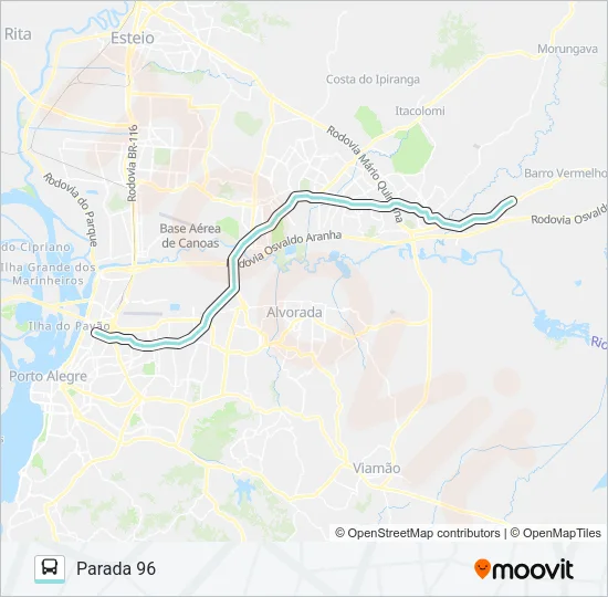W596 GRAVATAÍ ATÉ CAIRÚ Bus Line Map