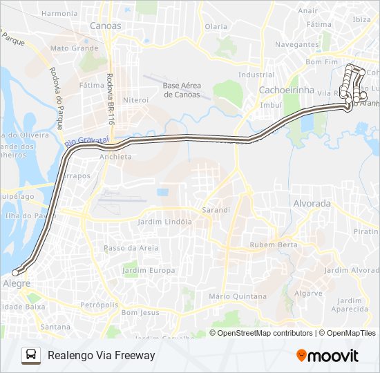 Mapa da linha W541 REALENGO - EXECUTIVO de ônibus
