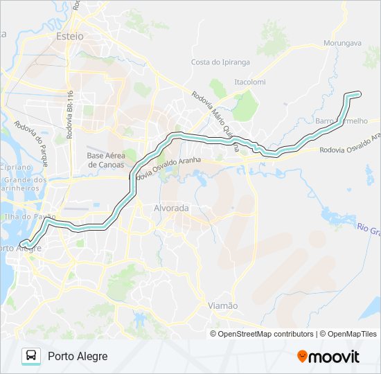 Mapa da linha W591 XARÁ VIA ASSIS BRASIL de ônibus