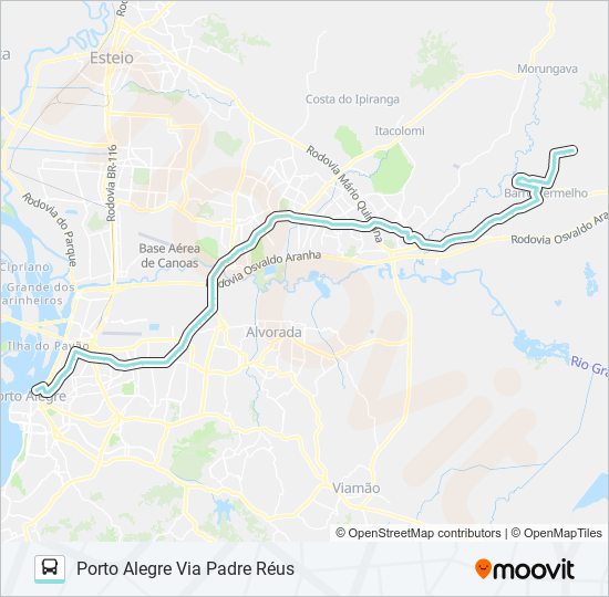 Mapa da linha W591 XARÁ VIA ASSIS BRASIL de ônibus