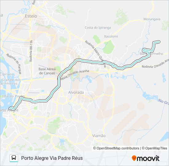 Mapa da linha W591 XARÁ VIA ASSIS BRASIL de ônibus