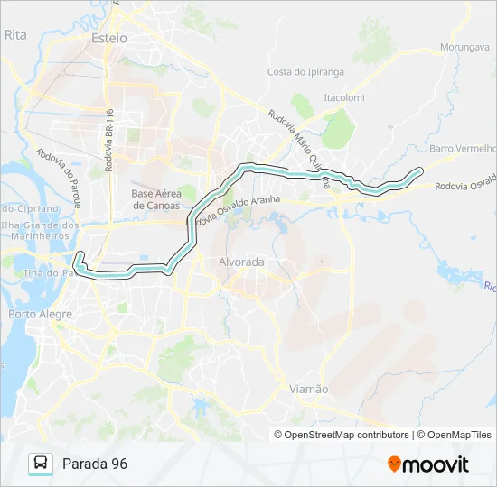 W598 GRAVATAÍ VIA SERTÓRIO Bus Line Map
