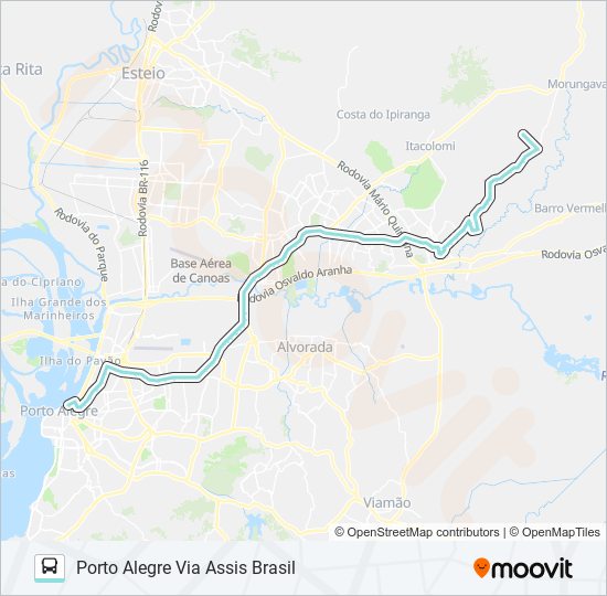 Mapa da linha W624 RINCÃO / NOVA CONQUISTA de ônibus