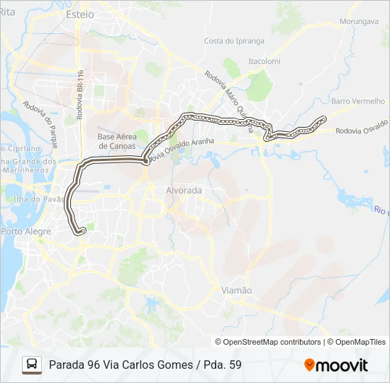 W684 GRAVATAÍ / UNISINOS POA Bus Line Map