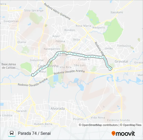 R683 GRAVATAÍ - SENAI / PONTE Bus Line Map