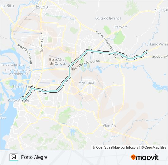 Mapa da linha W591 GRAVATAÍ VIA ASSIS BRASIL de ônibus