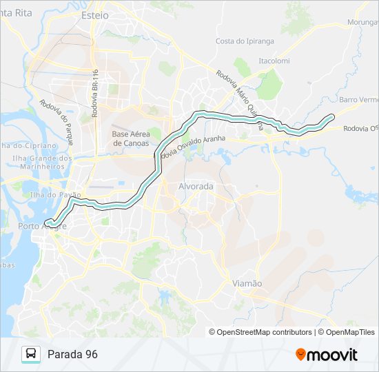 Mapa da linha W591 GRAVATAÍ VIA ASSIS BRASIL de ônibus