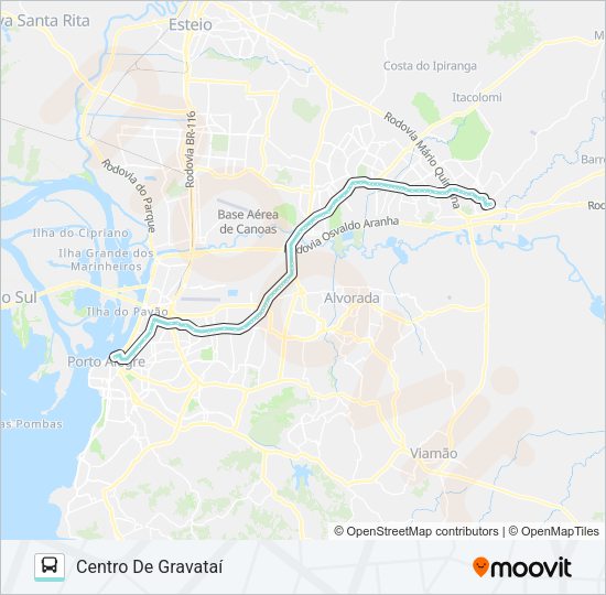 Mapa da linha W591 GRAVATAÍ VIA ASSIS BRASIL de ônibus