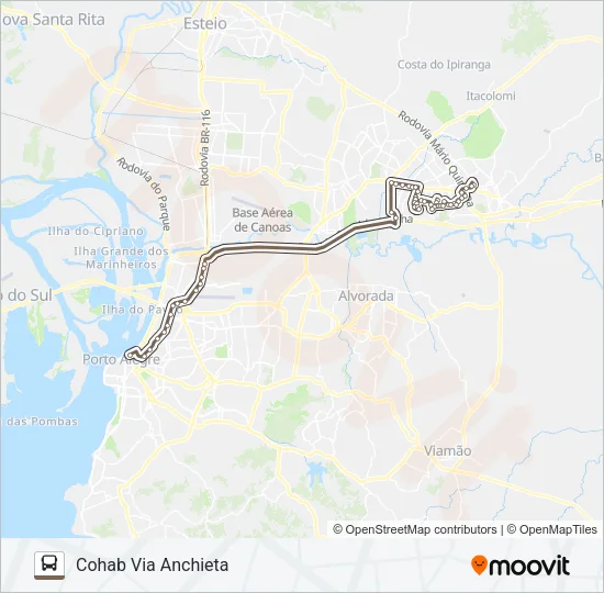 W561 COHAB GRAVATAÍ - EXECUTIVO Bus Line Map