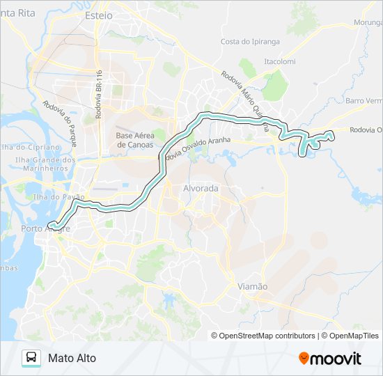 Mapa da linha W611 MATO ALTO VIA ASSIS BRASIL de ônibus