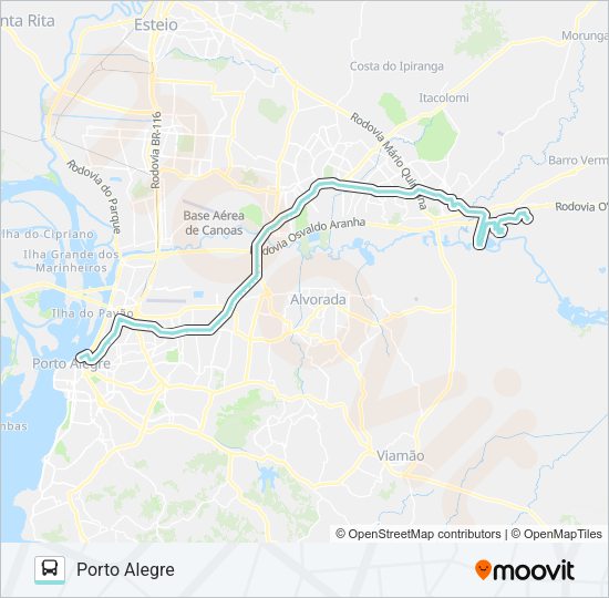 Mapa da linha W611 MATO ALTO VIA ASSIS BRASIL de ônibus