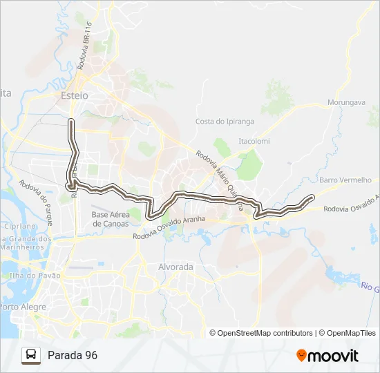 R654 GRAVATAÍ / CANOAS - EXECUTIVO Bus Line Map