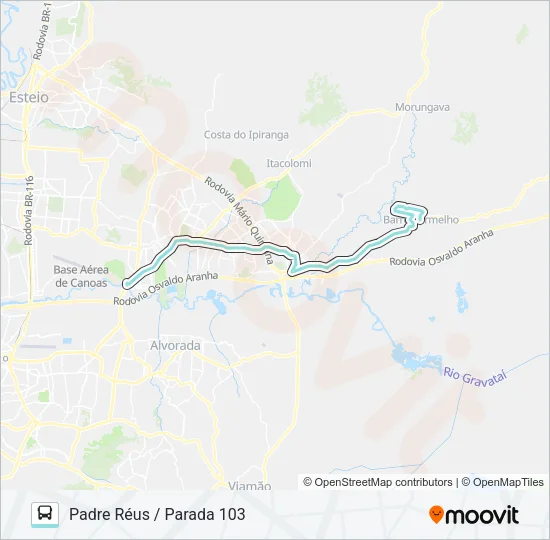 R655 GRAVATAÍ - PARADA 103 / PONTE Bus Line Map